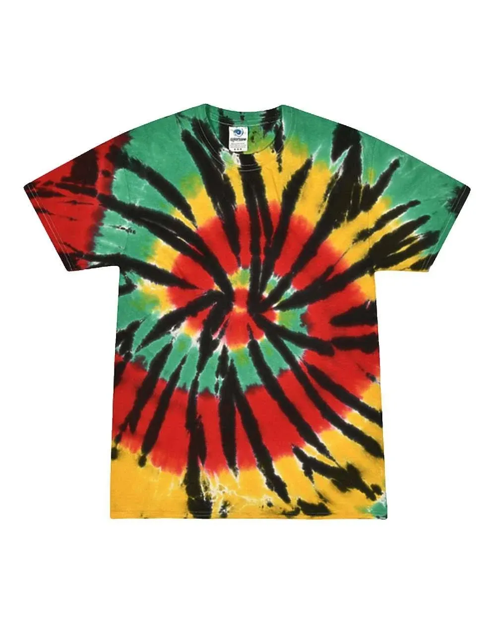 Tie Dye CD100 Adult 5.4 oz. 100% Cotton T Shirt - Rasta Web - M