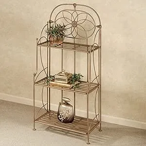 Lexington Wrought Iron Etagere Satin Gold Three Tier