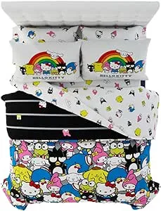 Franco Collectibles Hello Kitty & Friends Bedding 7 Piece Super Soft Comforter and Sheet Set with Sham, Full, (Official Licensed Product)