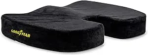 Goodyear, Seat Cushion for Car or Office Chair, 100% Pure Memory Foam, Universal Fit, Non Slip Buttom, Extra Supportive