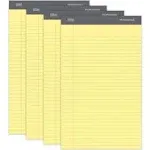 Office Depot Professional Legal Pad, 8.5" x 14", Canary, Legal Ruled - 4 pads, 50 sheets each