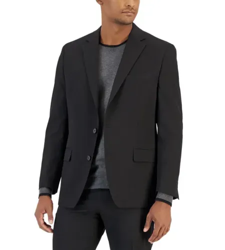 NWT Van Heusen Men's Flex Plain Slim Fit Suit JACKET SIZE 40R COLOR DEEP BLACK