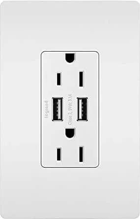 Legrand Radiant White 15-Amp Decorator Tamper Resistant with Wall Plate USB ...