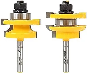 YONICO Cabinet Door Rail and Stile Router Bits Set 2 Bit Round Over 1/4-Inch Shank 12241q