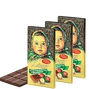 CHOCOLATE ALENKA Russian sweet milk chocolate 3,5Oz (100g) SET OF 4 GERNIK (Hazelnut)