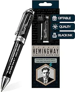 Ernest Hemingway Inspirational Quote Pen - In Order to Write About Life, First You Must Live it. - Engraved Luxury Gift Pen for Writer English Teacher Author Editor Journalist