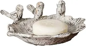 CTW 420068 Three Singing Birds Soap Dish Cast Iron, Farmhouse, Rustic, White/Rust