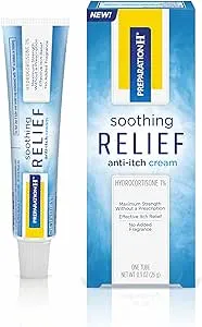 Preparation H Soothing Relief Anti Itch Cream, 1% Hydrocortisone Cream for Butt Itch Relief - 0.9 Oz Tube