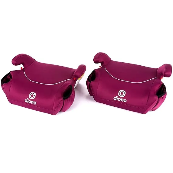 Diono Solana, No Latch, Pack of 2 Backless Booster Car Seats, Lightweight, Machine Washable Covers, Cup Holders, Pink