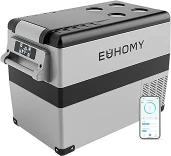 EUHOMY 12 Volt Refrigerator, 48QT(45L) Electric Cooler, 12V Fridge App Control, 12V Cooler -4°F~68°F, Portable Freezer 12/24V DC 110-240V AC for