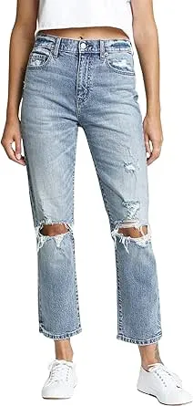 DAZE Women's Straight Up High Rise Straight Leg Denim Jeans