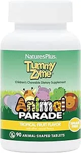 Nature's Plus Source of Life, Animal Parade, Tummy Zyme with Active Enzymes, Whole Foods and Probiotics, Natural Tropical Fruit Flavor, 90 Animal-Shaped Tablets