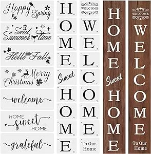 25 PCS Large Welcome and Home Sign Stencils Kit, Welcome Stencil Sweet Home S...