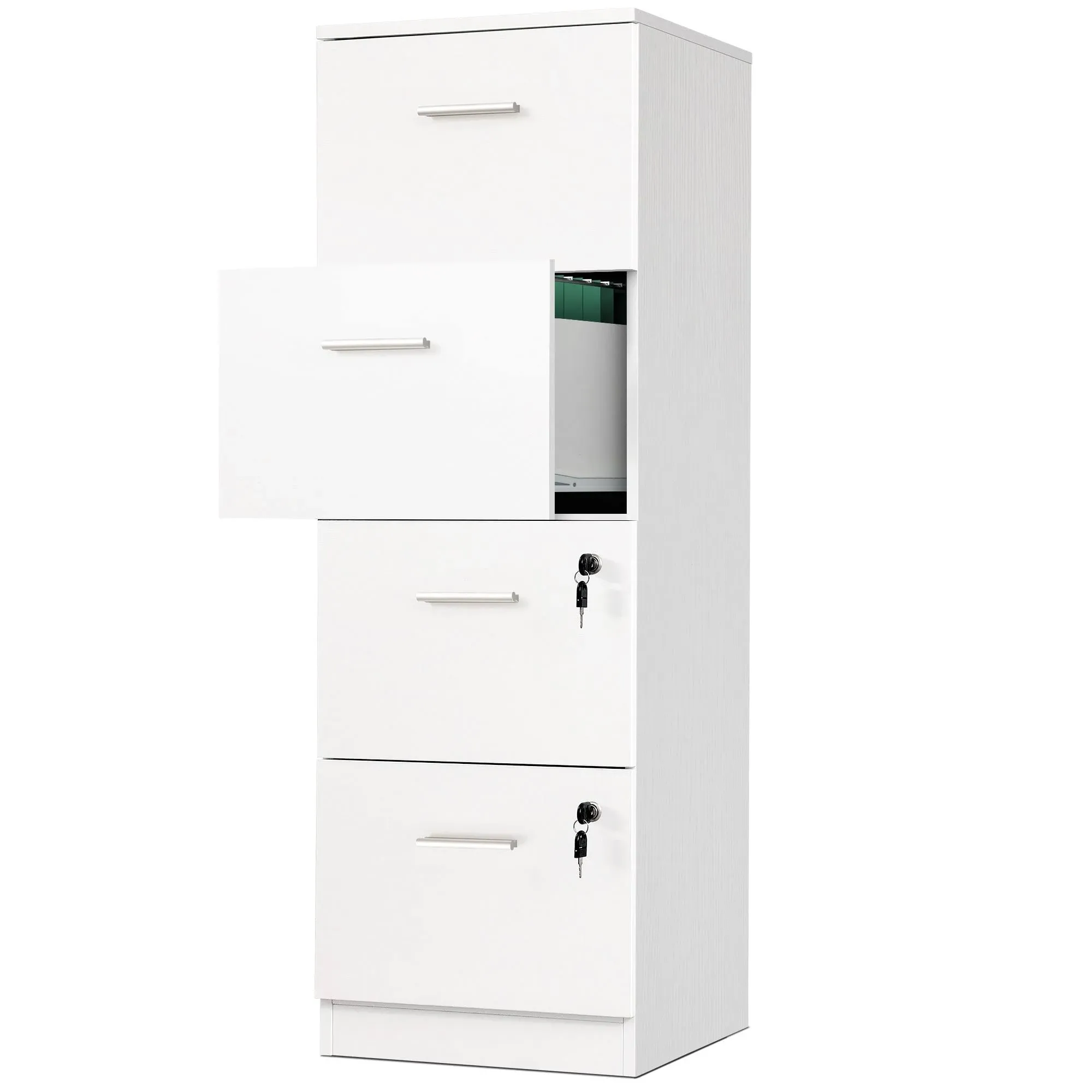 Moasis 51"H 4 Drawers File Cabinet Lockable Vertical Storage Cabinet for Home Office - White