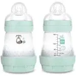 MAM Easy Start Anti-Colic Matte Bottle 5 oz (2-Count), Baby Essentials, Slow Flow Bottles with Silicone Nipple, Baby Bottles for Baby Girl, Sage