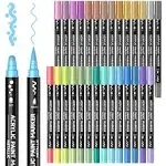 Shuttle Art 28 Metallic Colors Dual Tip Acrylic Paint Markers