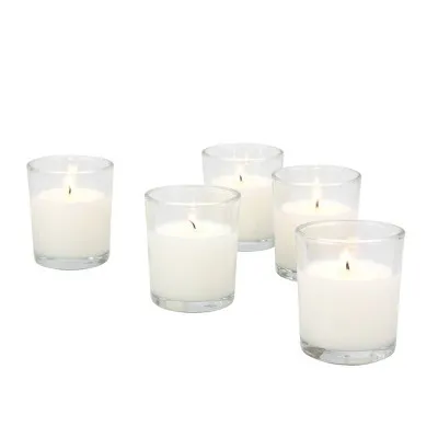 Stonebriar 48 Pack Unscented Long Burning Wax Filled Votive Candles