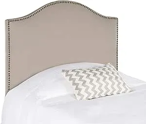 Safavieh Connie Taupe Camelback Upholstered Headboard - Silver Nailhead (Twin)