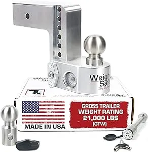 Weigh Safe Adjustable Trailer Hitch Ball Mount - 6" Drop Hitch for 3" Receiver w/ 2pc Keyed Alike Lock Set, Premium Aluminum Trailer Tow Hitch w/Built in Weight Scale for Anti Sway, 21,000 lbs GTW