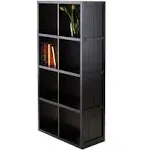 Timothy Shelf 4 x 2 Slots w/ Wainscoting Panel in Black by Winsome