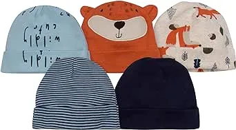 Gerber 5-Pack Baby Boys Fox Caps