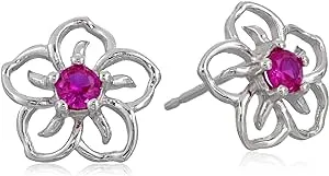 Amazon Essentials Sterling Silver Sky Flower Stud Earrings (previously Amazon Collection)