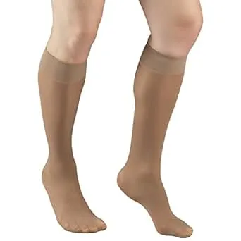 Truform Women's Stockings, Knee high, Sheer: 8-15 mmHg, Beige, Large