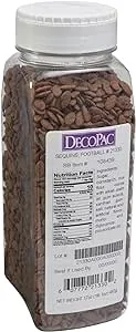 DECOPAC Football Quins, 17oz, Fancy Sprinkles Shaped Like Footballs, Candy Sprinkles in Handheld Container, Edible Sequins For Celebration Cakes, Cupcakes, Cookies, Brown