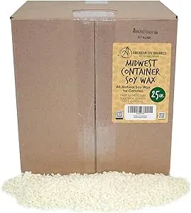 American Soy Organics 100% Midwest Soy Wax Beads for Candle Making - Natural Candle Making Supplies - Paraffin-Free, Beeswax-Free Candle Wax for Container Candles, Tealights and Wax Melts, 25 lbs