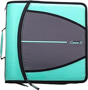 Case-it The Mighty Zip Tab Zipper Binder - 3 Inch O-Rings - 5 Color Tab Expanding File Folder - Multiple Pockets - 600 Page Capacity - Includes Shoulder Strap - D-146-SMT