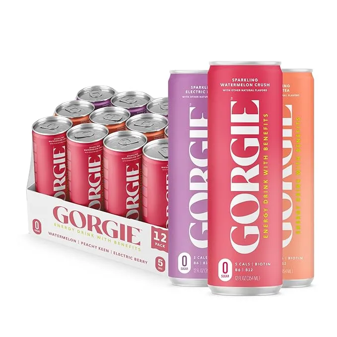 Gorgie Sparkling Energy Drink Variety 12 oz Can (Pack of 12)