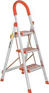 LUISLADDERS 3 Step Stool Aluminum Lightweight Step Ladder Folding Anti-Slip with Rubber Hand Grip 350lbs Capacity Home and Kitchen Anti-Slip Stepladders