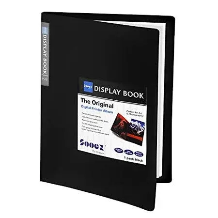 Sooez 30-Pocket Binder with Plastic Sleeves 9X12&#034; (Black), Heavy Duty Art Portfo