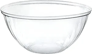 PLASTICPRO Disposable 150 Ounce Round Crystal Clear Plastic Serving Bowls, Party Snack or Salad Bowl, Chip Bowls, Snack Bowls, Candy Dish, Salad Container Pack of 4