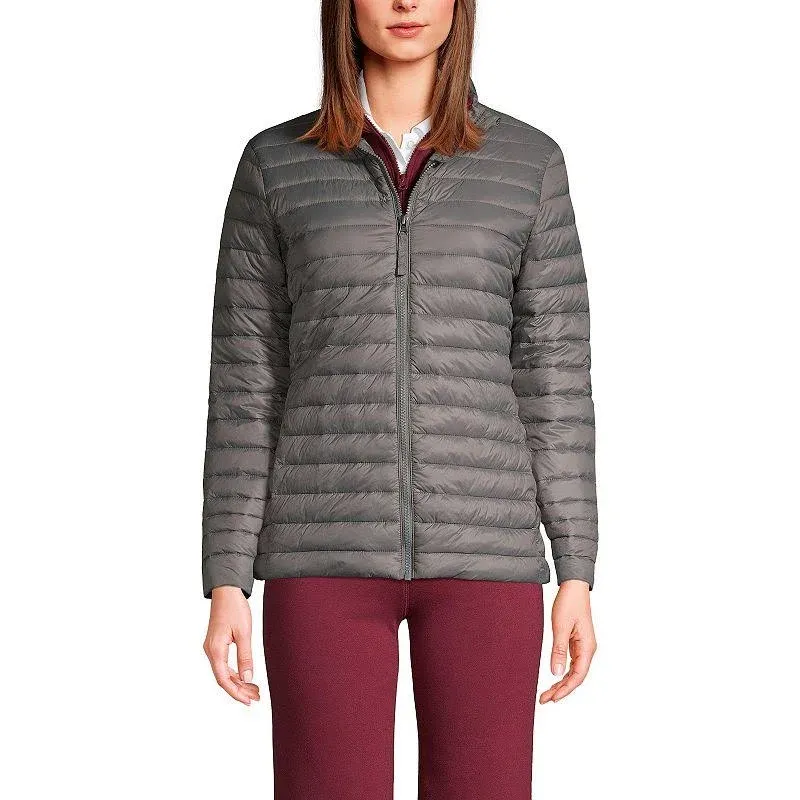 Lands' End School Uniform Women's ThermoPlume Jacket - Large - Arctic Gray