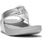 Fitflop | Women&#039;s Lulu Padded-Knot Metallic-Leather Toe-Post Sandals - Platino | Realry