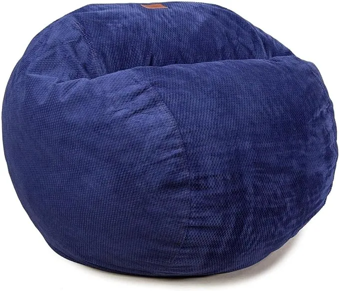 CordaRoy's Chenille Bean Bag - Convertible Bean Bag Chair & Bed - Machine-Washable Chenille Fabric Cover - for Basement, Living Room, Game Room, Dorm & More - Queen Size - Navy