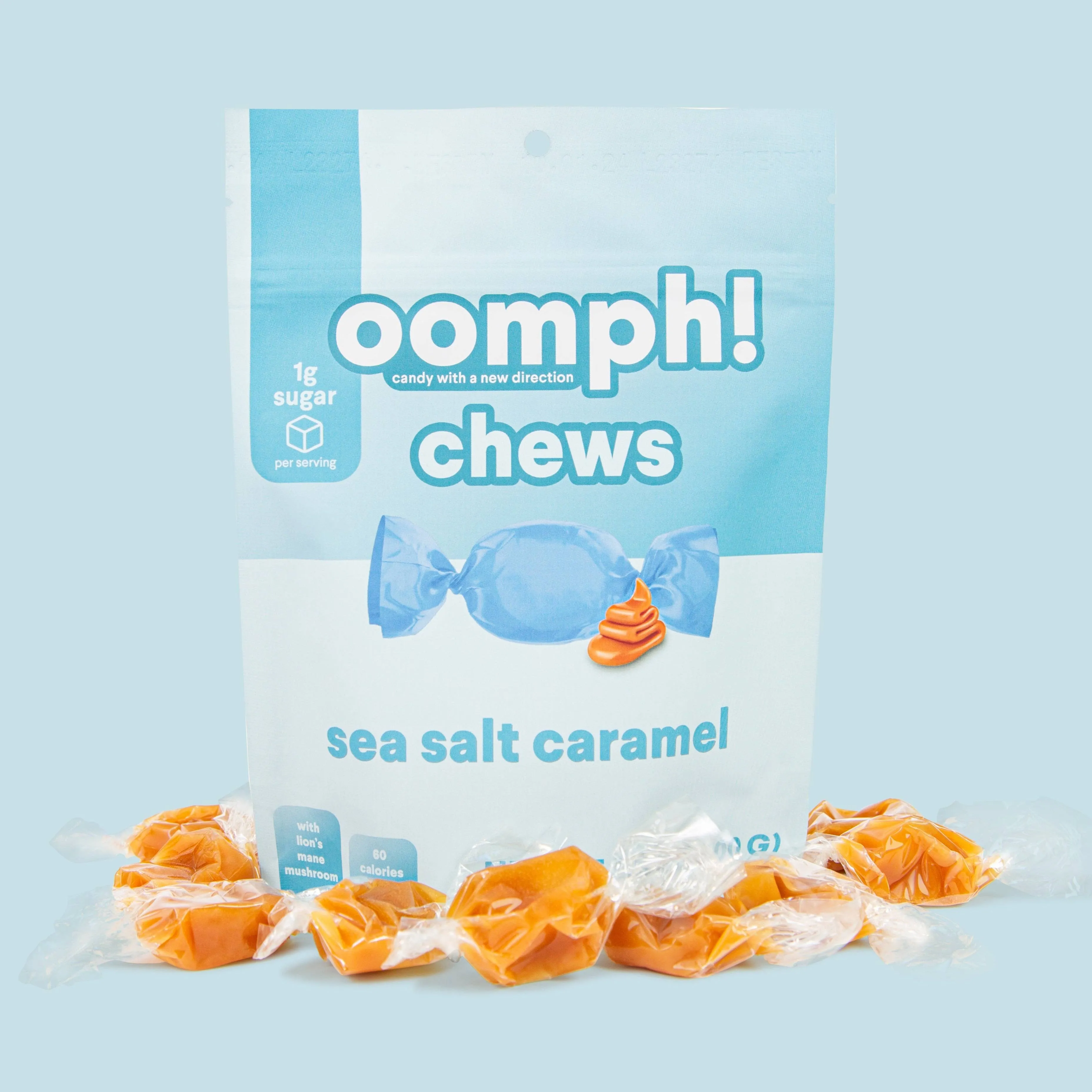 Oomph! Sweets Healthy Sea Salt Caramel Taffy - Low Sugar Keto Candy, Low Carb Snack, High Fiber for Weight Loss and Gut Health, Vegan & Gluten Free Dessert Chews (3-Pack x 10 pc per 3.5oz bag)