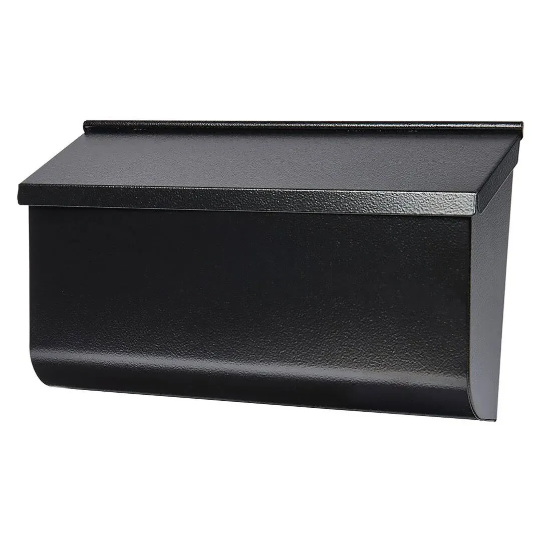 Black Mailbox Wall Mount Galvanized Steel Large Modern Rust Resistant Heavy Duty