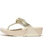 Fitflop Womens Lulu Padded-Knot Metallic-leather Toe-Post Sandals - Platino