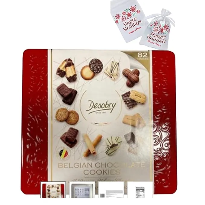 Luxury Assortment Of Europeen Christmas Chocolate Cookie (Christmas Cookie Assortment) Desobry 28.2oz-Packaged with Maryse's Place Holiday Bag