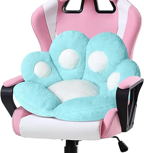 Ditucu Cat Paw Cushion Kawaii Chair Cushions 27.5 x 23.6 inch Cute Stuff Seat Pad Comfy Lazy Sofa Office Floor Pillow for Gaming Chairs Room Decor Blue