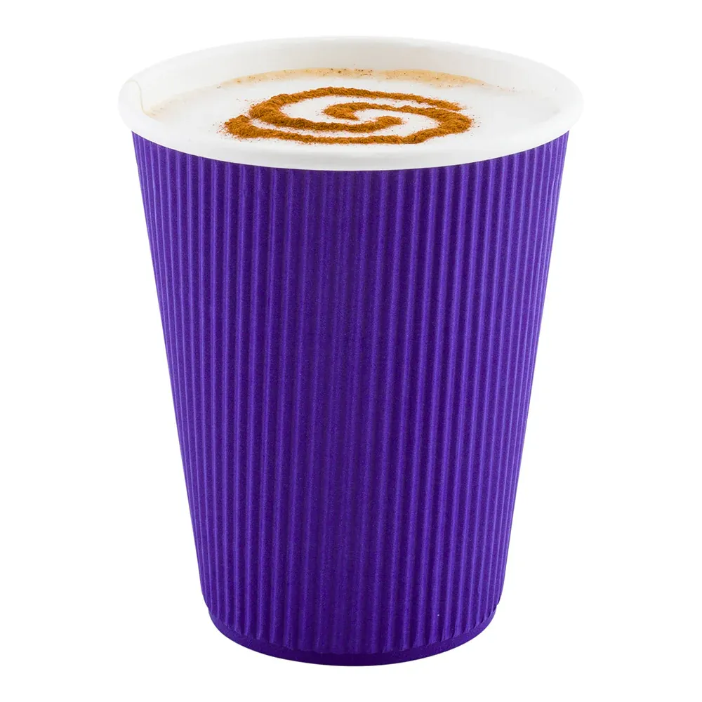 12 oz Royal Purple Paper Coffee Cup - Ripple Wall - 3 1/2" x 3 1/2" x 4 1/4" - 500 count box