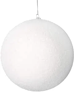 Vickerman 6" White Flocked Ball Ornament 4/Bg - M180611