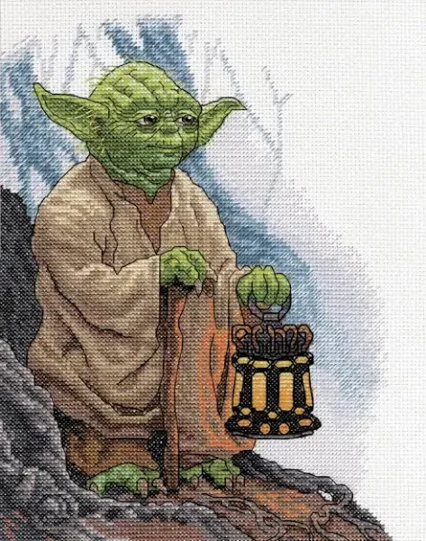 Dimensions 70-35392 Yoda Counted Cross Stitch Kit, 14 White Aida, 8'' x 10'