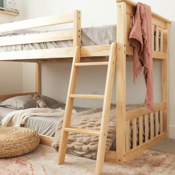 Max & Lily Twin Over Twin Low Bunk Bed Natural