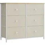 Songmics Bedroom Chest 6 Drawer Closet Fabric Dresser with Metal Frame