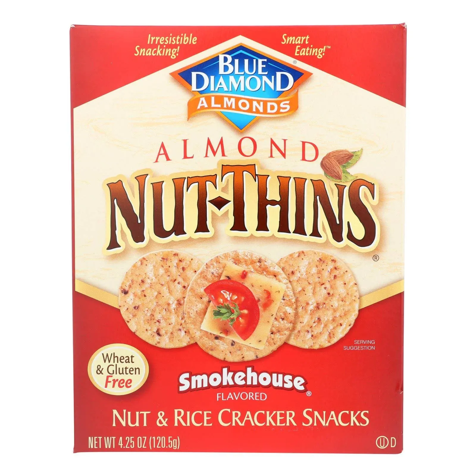 Blue Diamond: Natural Almond Nut-thins Cracker Snacks Smokehouse, 4.25 Oz