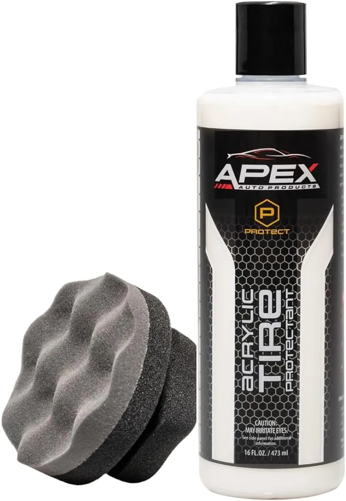 Apex Acrylic Tire Shine & Protectant 16 oz Semi Permanent 6+ Months Durability Easy to Apply High Shine Fast D