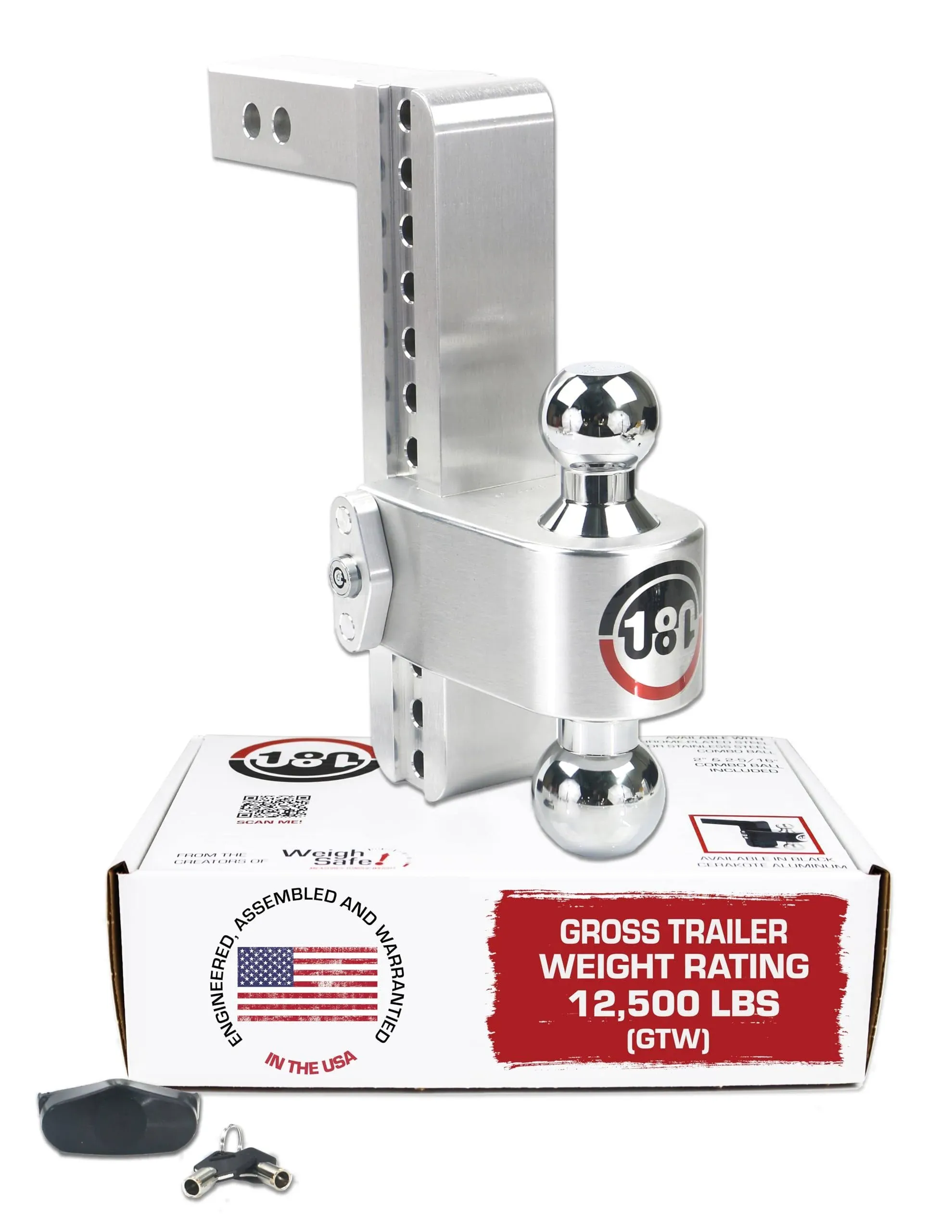 Weigh Safe 180 Hitch 10in Drop Hitch & 2in Shank (10K/12.5K GTWR) - Aluminum